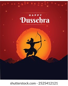 Happy Dussehra Creativo, festivo diseño de Anuncio color rojo