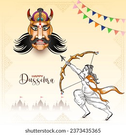 Happy Dussehra cultural festival traditional background design vector