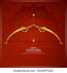 Happy Dussehra cultural hindu festival card with bow design vector