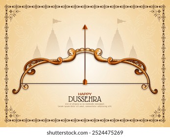 Happy Dussehra cultural hindu festival celebration greeting card vector