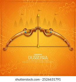 Happy Dussehra cultural hindu festival card with bow design vector