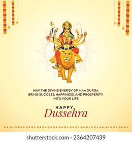 Happy Dussehra, Dasara Wishes Greetings Yellow Floral Background Vector Template 