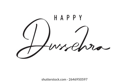 Happy Dussehra day text font calligraphy hand written lettering script black color object hinduism india hindu festival ramayana god celebration religion navaratri goddess Happy Dussehra day culture