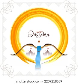 Happy Dussehra festival background with arrow and bow design vector