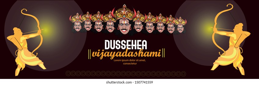 Happy Dussehra festival card with banner poster