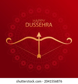 Happy Dussehra festival card with gold arrow ,Vector Illustration.