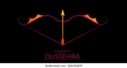 Happy Dussehra festival card with gold arrow ,Vector Illustration.