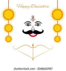 Happy Dussehra festival card with gold arrow ,Vector Illustration.