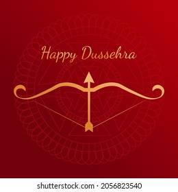 Happy Dussehra festival card with gold arrow ,Vector Illustration.