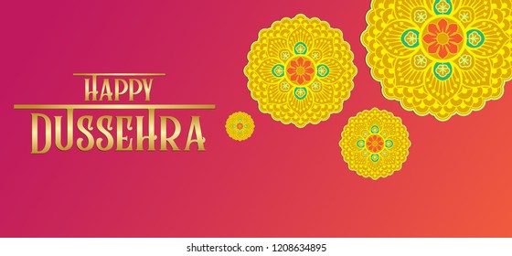 Happy Dussehra festival card on paper color Background.