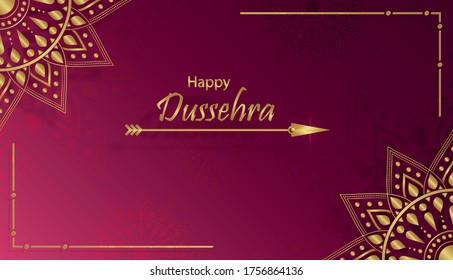Happy Dussehra festival celebration, indian’s illustration of Lord Rama symbols and with oriental elements and arrow bow on paper color background 