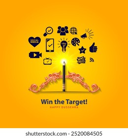Happy Dussehra festival. Creative concept for advertising and marketing promotion During Navratri celebration.