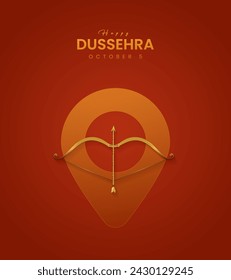 Happy Dussehra festival. Creative social media ads, 3D illustration.