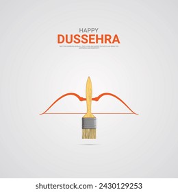 Happy Dussehra festival. Creative social media ads, 3D illustration.