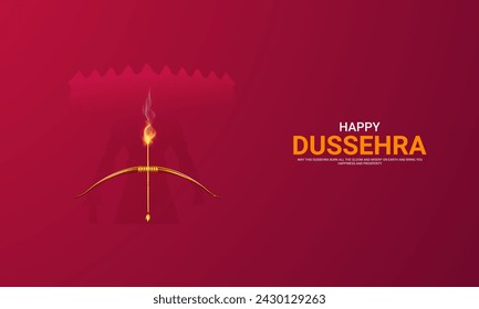 Happy Dussehra festival. Creative social media ads, 3D illustration.