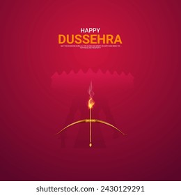 Feliz festival de Dussehra. Anuncios creativos en redes sociales, ilustración 3D.