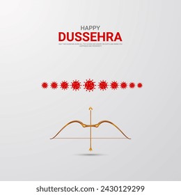 Happy Dussehra festival. Creative social media ads, 3D illustration.