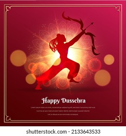 Happy dussehra festival design background with ornament and sparkling light and glitter glow effect. Elegant dussehra festival vector illustration.