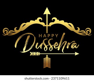 Happy Dussehra festival illustration with bow and arrow of rama holiday card background.