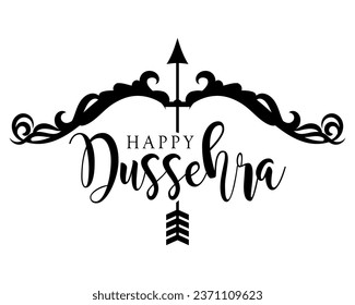 Happy Dussehra festival illustration with bow and arrow of rama holiday card background.