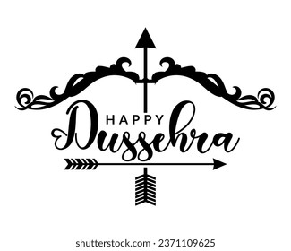 Happy Dussehra festival illustration with bow and arrow of rama holiday card background.