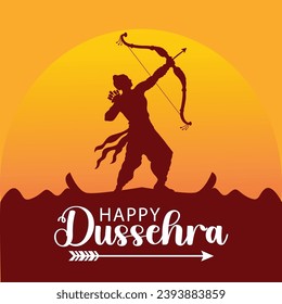 Happy dussehra festival illustration with bow and arrow of rama holiday card background