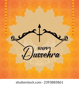 Happy dussehra festival illustration with bow and arrow of rama holiday card background