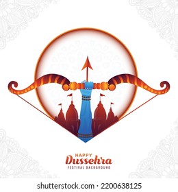 Happy dussehra festival of india in bow and arrow card design