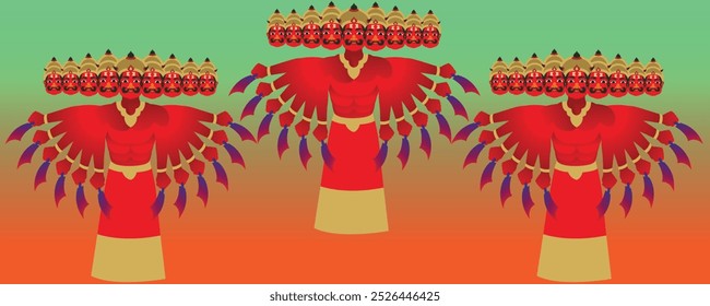 Feliz festival Dussehra da Índia, ilustração do Senhor Rama matando Ravana no cartaz do festival Dussehra Navratri da Índia