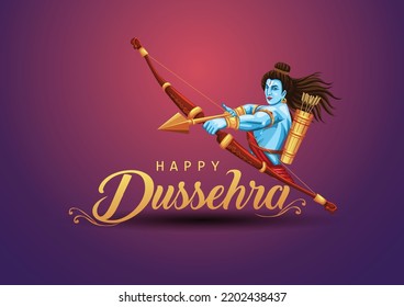 Happy Dussehra festival of India. of Lord Rama killing Ravana. vector illustration design