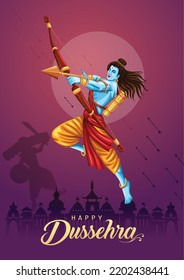 Happy Dussehra Festival von Indien. von Lord Rama, der Ravana tötet. Vektorgrafik-Design