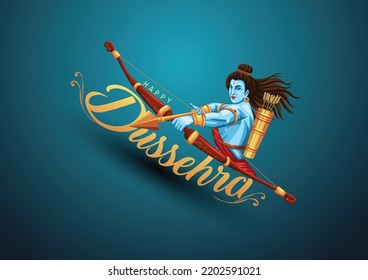 Happy Dussehra festival of India. of Lord Rama killing Ravana. vector illustration design