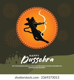 Happy Dussehra festival of India. of Lord Rama killing Ravana. vector illustration design