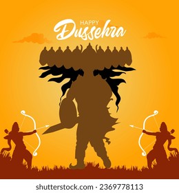 Happy Dussehra festival of India. of Lord Rama killing Ravana. vector illustration design.