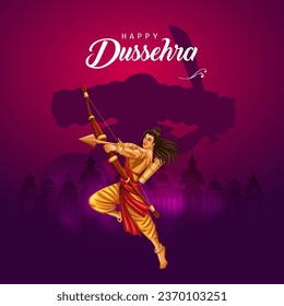 Happy Dussehra festival of India. of Lord Rama killing Ravana. vector illustration design