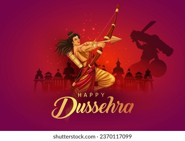 Happy Dussehra festival of India. of Lord Rama killing Ravana. vector illustration design