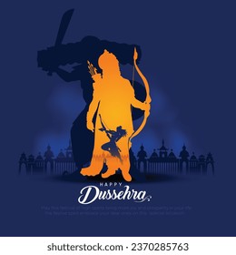 Happy Dussehra festival of India. of Lord Rama killing Ravana. vector illustration design