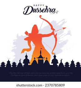 Happy Dussehra festival of India. of Lord Rama killing Ravana. vector illustration design