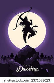 Happy Dussehra festival of India. of Lord Rama killing Ravana. vector illustration design