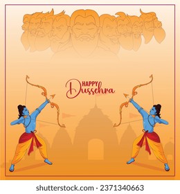 Happy Dussehra festival of India. of Lord Rama killing Ravana. vector illustration design
