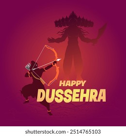 Happy Dussehra festival of India. of Lord Rama killing Ravana.