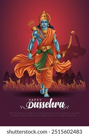 Feliz festival Dussehra da Índia. de Lord Rama matando Ravana. design de ilustração vetorial