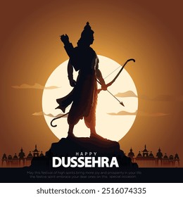 Happy Dussehra festival of India. of Lord Rama killing Ravana. vector illustration design