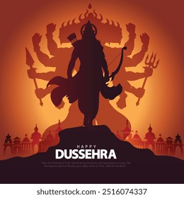 Happy Dussehra festival of India. of Lord Rama killing Ravana. vector illustration design