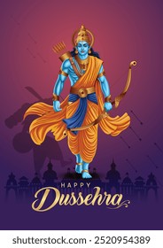 Happy Dussehra festival of India. of Lord Rama killing Ravana. vector illustration design