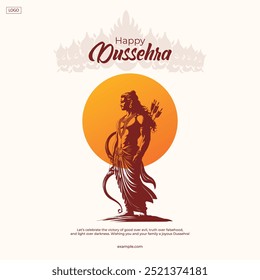 Happy Dussehra festival of India. of Lord Rama killing Ravana. vector illustration design
