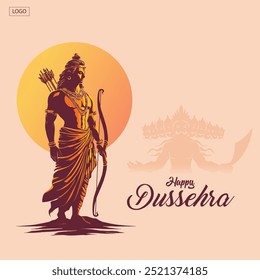 Feliz festival Dussehra da Índia. de Lord Rama matando Ravana. design de ilustração vetorial
