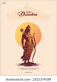 Feliz festival Dussehra de la India. de Lord Rama matando a Ravana. diseño de Ilustración vectorial
