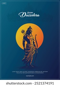 Feliz festival Dussehra de la India. de Lord Rama matando a Ravana. diseño de Ilustración vectorial
