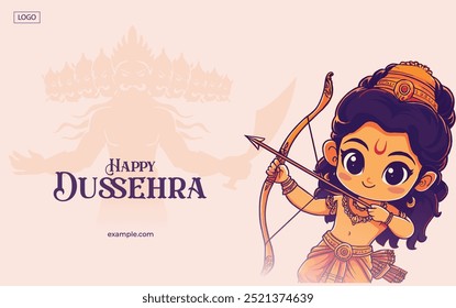 Feliz festival Dussehra de la India. de Lord Rama matando a Ravana. diseño de Ilustración vectorial
